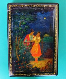 Old LACQUER Box Gogol Stories Kholui Art Painting Big Russian. Signed