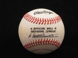 offered is an official national league bart giamatti baseball signed