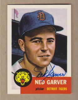 Ned Garver signed 1953 Topps Archives card 112 Detroit Tigers
