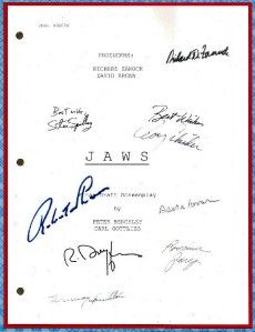 Jaws Movie Script Signed by 8x RPRT Steven Spielberg Roy Scheider