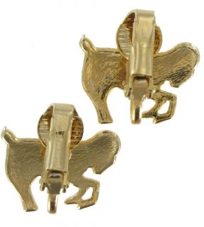 Vintage Gold Tone Zodiac Capricorn Clip Earrings