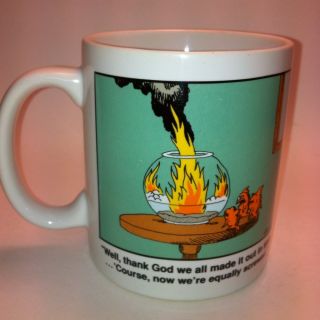 Gary Larson The Far Side Coffee Mug We All Made It Out In Time Fish