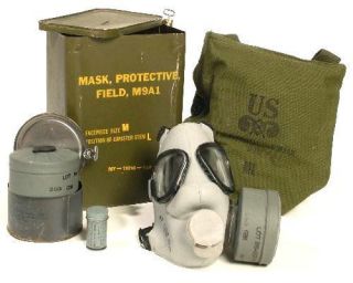 M9A1 Gas Mask Un Issued 1953 Grey Sealed Korea Military Surplus small