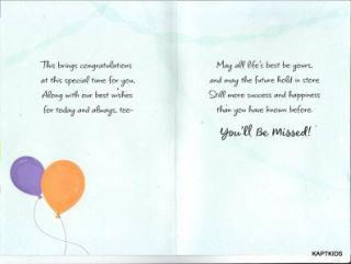 Hallmark Greeting Card Retirement Wishes Balloon Theme B16