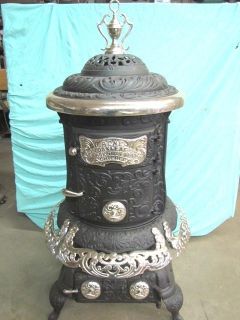 STUNNING RESTORED 1910 ANTIQUE CAST IRON VICTORIAN WOOD PARLOR STOVE