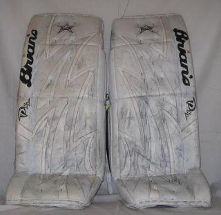 Used Brians DX2 35 White Ice Hockey Goalie Leg Pads