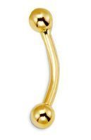 14k Solid Gold Yellow Ball Eyebrow Ring Body Jewelry