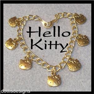 Adorable Hello Kitty Gold Plated Charm Bracelet 7