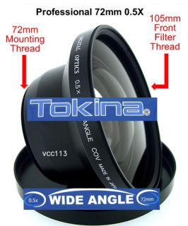 Tokina Pro 0 5X Wide Angle Lens for Canon WD H72 XL2 XL1S XL1 XH A1 XH