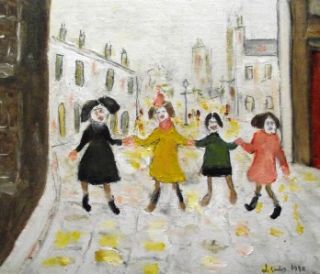  Girls Playtime Highly Evocative Original Oil Painting by John Goodlad