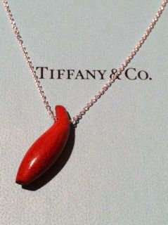 Tiffany Co Frank Gehry Fish Pendant in Ebony Wood on Sterling Silver