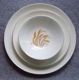 Set of 4 Homer Laughlin Golden Wheat China Dishes Asstd Plates Bowl