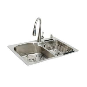 Glacier Bay 33x22 Top Mount Double Bowl Kitchen Sink Faucet Strainers