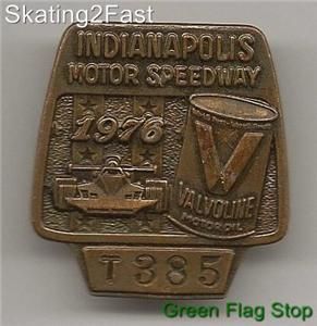 1976 Indianapolis 500 Bronze Pit Badge Gordon Johncock