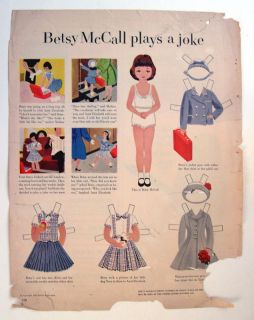 Vintage Betsy McCall Plays A Joke Paper Dolls 1953