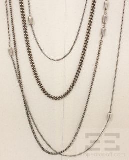 Goti Sterling Siilver Oxidized Multi Chain Long Necklace