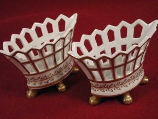  Pierced Porcelain Condiment Baskets with Gilding, by Goodfriend Spain