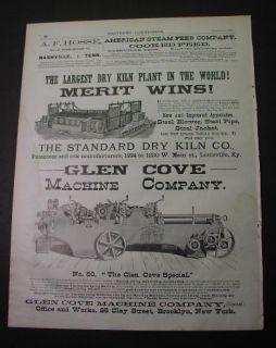 Glen Cove Machine Co 2 Ads 1889 Brooklyn Sawmill Planing Machinery