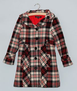HOPE AND HONEY GIRLS BOUTIQUE RED & BLACK PLAID TAILORED COAT PLEATS