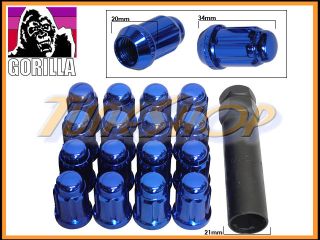 16 Gorilla Spline Tuner Lock Lug Nut 12x1 5 1 5 Acorn Wheels Rims Blue