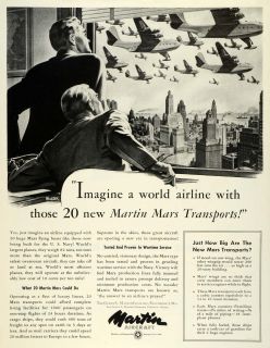 1944 Ad WWII Glenn L Martin JRM Mars Cargo Transport Seaplane City