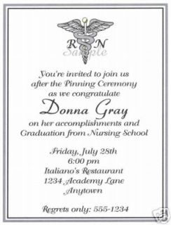 20 Graduation Party Invitations Nursing Nurse Caduceus