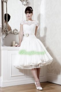 Sleeves Lace Puffy White Wedding Dress Bride Ball Gown Custom