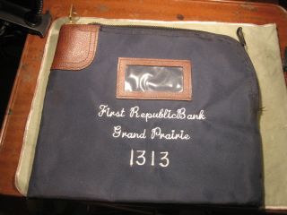Vintage First Republic Bank Grand Prairie Texas Locking Deposit Bag