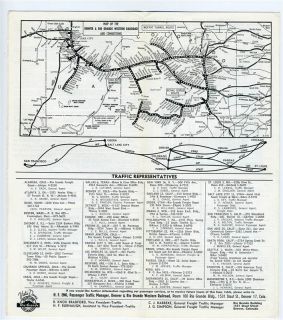 Rio Grande Railroad Time Table and Route Map 1962