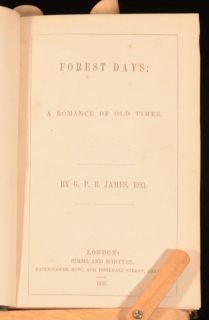 1853 Forest Days A Romance by George Payne Rainsford James Romance