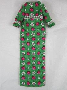 Vintage 60s Barbie Francie Go Granny Go Green Flowered Dress Mint