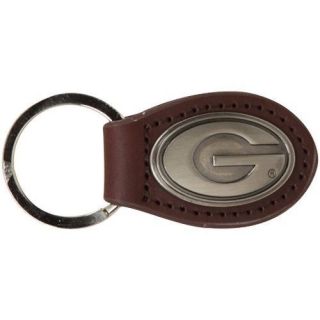 Georgia Bulldogs Brown Concho Leather Keychain
