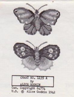 Vtg Alice Godkin Butterflies Petit Point Chart 1135A