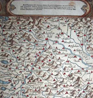 1588 (1614) Münster (Petri) Map SWITZERLAND Pictorial Topography