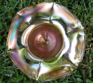 Radium High Gloss Marigold Carnival Glass Compote Fenton Art Glass