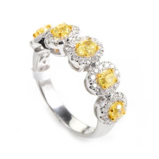 Lovely 18K White Yellow Gold Diamond Band Ring