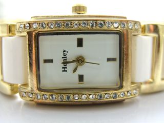   Henley Diamante Watch Gold White Band White Face New Design H392