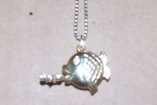 Cute 14 KT Gold Fish Pendant Charm with Diamonds