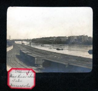 1905 PHOTO   MISSISSIPPI RIVER FLOOD   RAILROAD TRAINS   MINNEAPOLIS