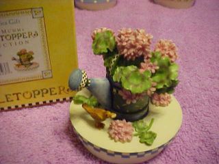  Candle Topper Debbie Mumm Pink Geraniums 8023 Never Used Box