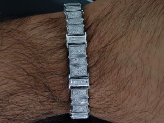 Men’s 10k White Gold Pave Diamond Bracelet (31.5 grams approx