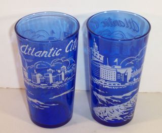 Vintage Cobalt Atlantic City 12oz Flat Tumblers