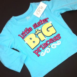New Little Sister Big Princess Baby Girls Shirt 12 24 Months 3T 4T