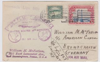 US to Germany LZ 127 1928 Zeppelin Flight Postcard Nice Franking