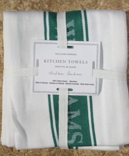  Kitchen Towels White with Green Stripe Other Colors Avail