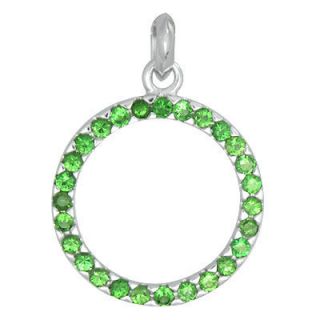 Tsavorite Green Garnet Circle Pendant 925 Sterling Silver 1 3ct TW