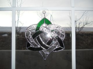 Celtic Love Knot Stained Glass Wicca Green Suncatcher