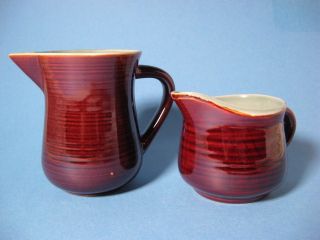 Red Wing Village Green Syrup Pitcher Cream Pitcher