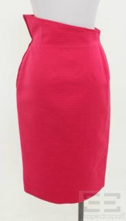 Gianfranco Ferre Hot Pink Ribbed Cotton Wool Pencil Skirt Size 42