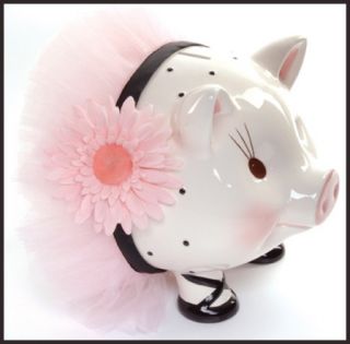 Giant 11 Mud Pie Perfectly Princess Piggy Bank New Coin Pink White